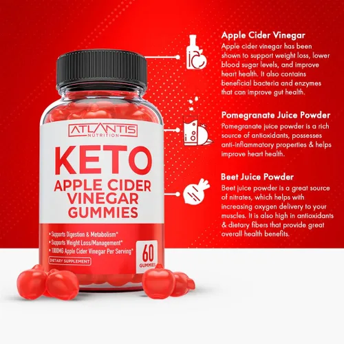 Vista 4 de Atlantis Nutrition 60 gomitas de refuerzo de testosterona + 60 gomitas de vinagre de sidra de manzana Keto