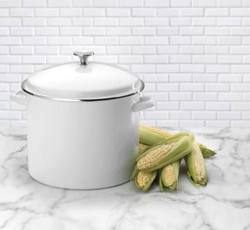 Vista 3 de Cuisinart Olla esmaltada con tapa, 16 cuartos de galón, color blanco
