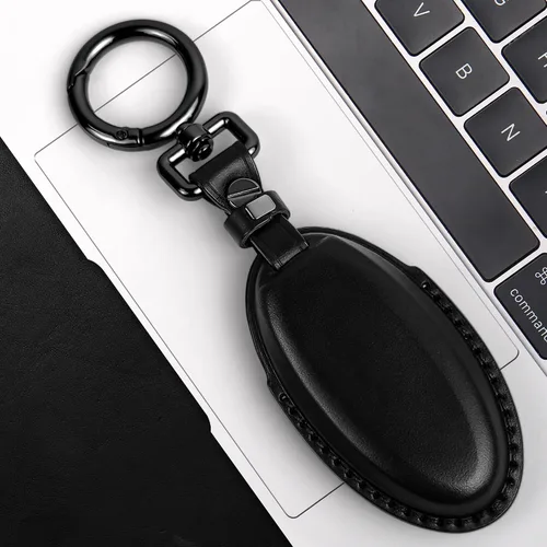 Vista 4 de Tukellen Compatible con llave de Nissan, funda de cuero genuino hecha a mano para Altima Pathfinder Armada Murano Maxima Rogue Infinity Smart Remote