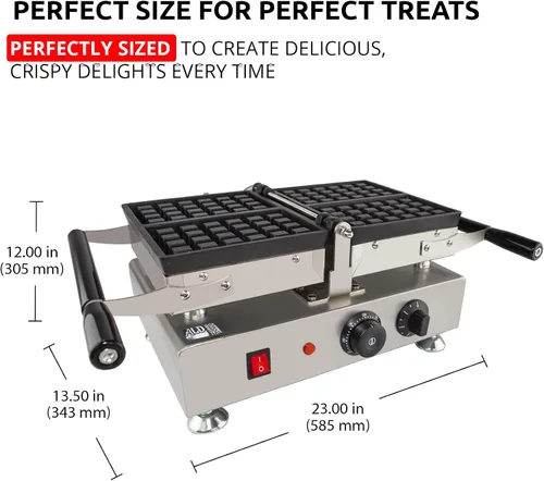 Vista 6 de ALDKitchen Gofrera belga gruesa con platos extraíbles, tipo columpio, 2 gofres de forma cuadrada, 110 V