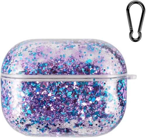 Vista 12 de Funda transparente compatible con AirPods 1 y 2, hermoso diseño de lazo colorido con pulsera de perlas de lujo, ultrafina, funda protectora de RosaA