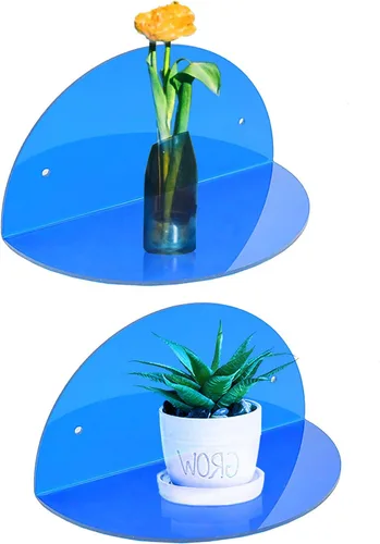 Vista 13 de ROYALITA Estantes Pequeños de Acrílico Decoración de Habitación Estantes Flotantes (Paquete de 2, 8 Pulgadas de Diámetro) - Soporte de Exhibición