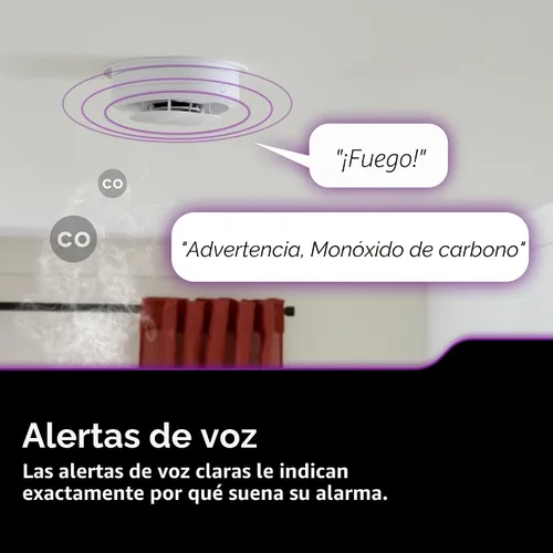 Vista 10 de Kidde Detector inteligente de humo y monóxido de carbono habilitado por la aplicación Kidde con cableado, respaldo de batería AA, alertas de voz