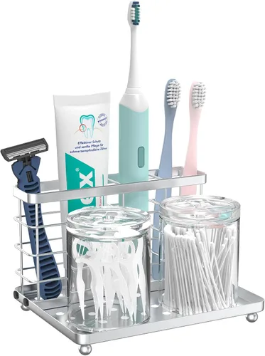 Vista 17 de Luxspire Toothbrush Holders for Bathroom, Stainless Steel, 2 Slots, Black Negro