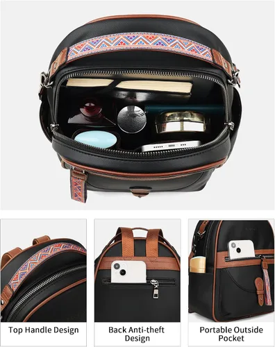 Vista 9 de FADEON Bolsos cruzados para mujer y bolso mochila Colección Marrón