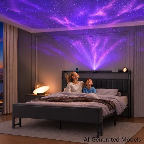 Vista 3 de Base de cama de plataforma de tamaño matrimonial con cabecera
