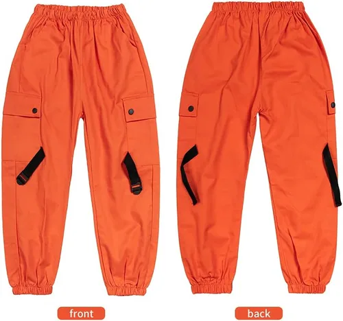 Vista 4 de Pantalones cargo de algodón para niños y niñas, sueltos, para baile de hip hop