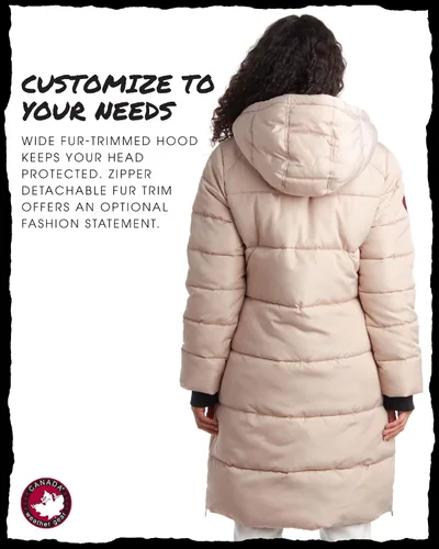 Vista 4 de CANADA WEATHER GEAR Chaqueta de invierno para mujer, parka pesada y larga con burbujas (S-XL)