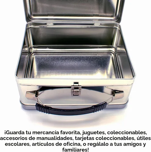 Vista 4 de AQUARIUS Caja de diversión grande para bricolaje, estilo hazlo tú mismo, fácil de decorar, caja de almacenamiento de lata resistente con mango