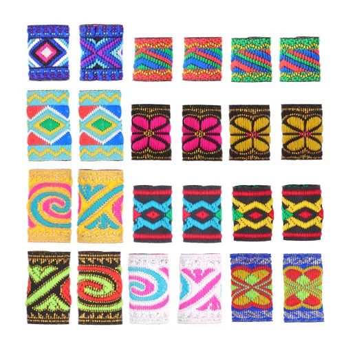 Vista 7 de Tubos de cuentas de rastas de tela, accesorios para el cabello, 24 piezas, estilo variado (varios colores)