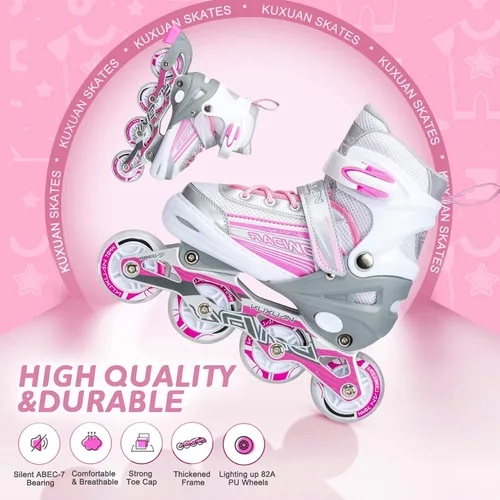 Vista 5 de Kuxuan Skates Inline Skates Adjustable for Kids,Girls Skates with All Wheels Light up,Fun Illuminating for Girls and Ladies