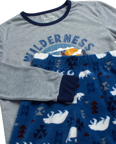 Vista 3 de Eddie Bauer Conjunto de pijama para niños 4 piezas a juego con camiseta de pijama de forro polar y pantalones de pijama para niños (tallas XS-L)