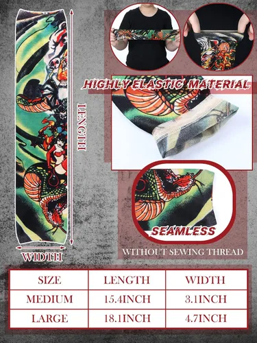 Vista 10 de Boao 20 piezas de mangas de brazo de enfriamiento para hombre, manga larga sin dedos, antideslizante, protección UV, mangas temporales para tatuajes