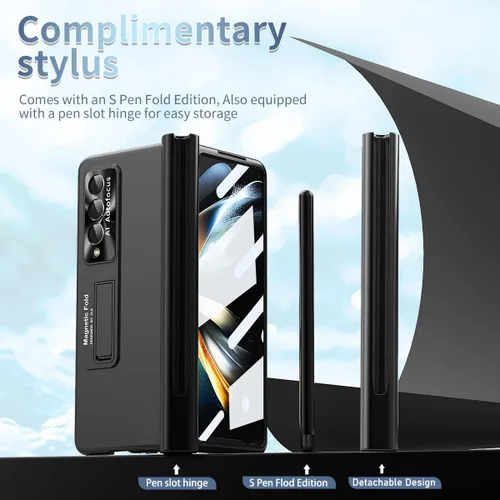 Vista 2 de Funda para Samsung Galaxy Z Fold 4 con soporte para bolígrafo S y bolígrafo, [protección de bisagra] [protector de pantalla integrado]
