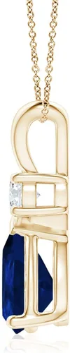 Vista 42 de Angara Colgante de lágrima de zafiro azul natural con diamante en plata/oro macizo de 14 quilates/platino Cumpleaños, compromiso, aniversario