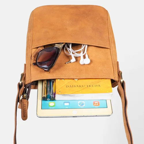 Vista 7 de LEABAGS Bolso bandolera de cuero - Bolso vintage de cuero genuino de búfalo - Bolso de mensajero de hombro para hombres y mujeres Maletín Milano