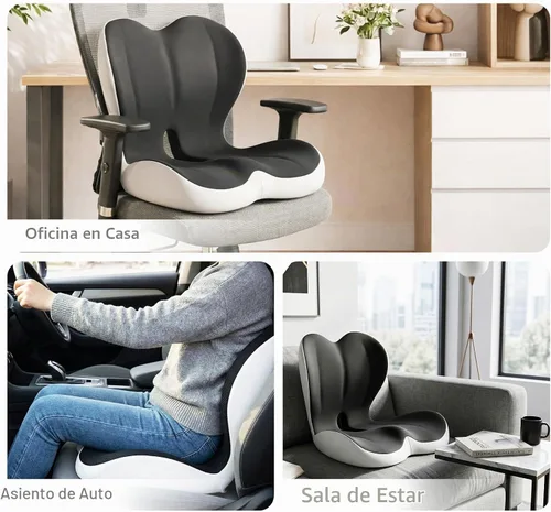 Vista 8 de Juego de cojines de asiento ergonómicos con almohada de apoyo lumbar, cojín de espuma viscoelástica de alta densidad con base antideslizante, cojín