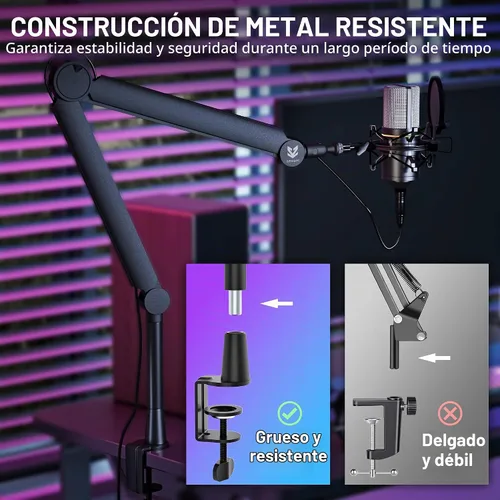 Vista 7 de Sensic SA-30 Brazo de Micrófono Boom, Soporte de Micrófono Giratoria de 360° con elevador de 15 cm, Soporte de Micrófono con Adaptadores de 1/4