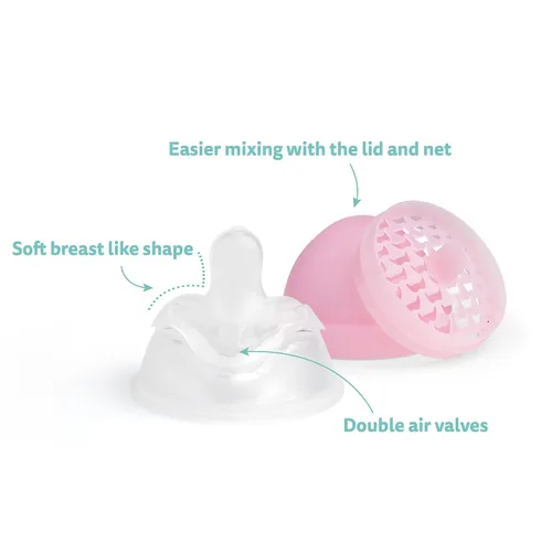Vista 6 de Herobility Botellas Anti-Cólico Dobles para Bebé – 5 fl oz/140ml – Paquete de 4 – Multicolor – Blanco, Gris, Rosa, Rosa de Hawthorn