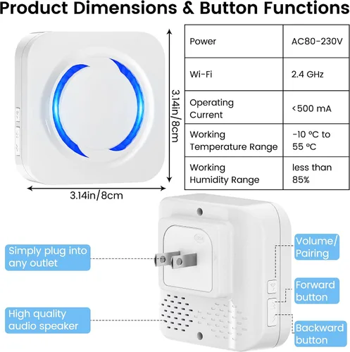 Vista 13 de Extensor de timbre inalámbrico para Ring Blink Google Nest Smart Doorbell Booster,2.4GHz Wi-Fi,Easy to Setup, No Range Limits, Works with Alexa