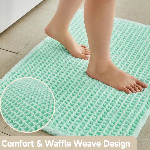 Vista 3 de TYUU Tapete de baño estilo gofre, tapete de baño bohemio, antideslizante, lavable, súper absorbente, de secado rápido, bonito tapete de baño