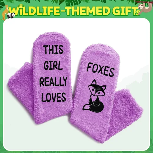 Vista 4 de HAPPYPOP Cute Fuzzy Socks - Wolf Sloth Socks for Women, Monkey Fox Gifts, Stocking Stuffers