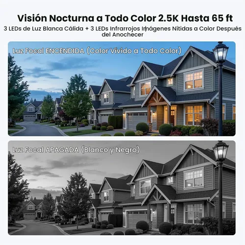 Vista 7 de Cámara de seguridad para exteriores de 4 MP, cámara WiFi de 2.5 K para sistema de seguridad del hogar, cámara exterior con cable enchufable Blanco-2