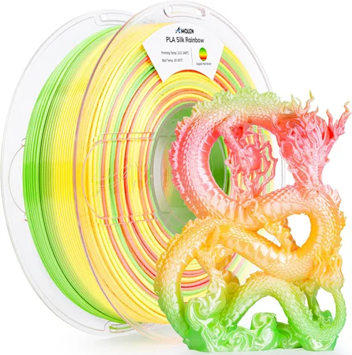 Vista 45 de AMOLEN Filamento PLA de Seda para Impresora 3D, Filamento PLA Kingfisher Rainbow Multicolor Brillante 1.75mm, Filamento de Impresión 3D PLA