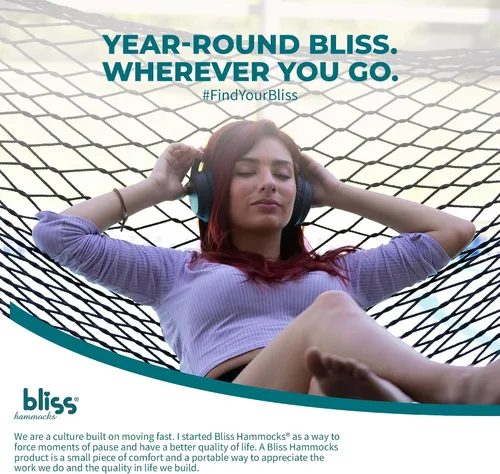 Vista 8 de Bliss Hammocks BH-410BK Hamaca clásica de cuerda con barra esparcidora Negro