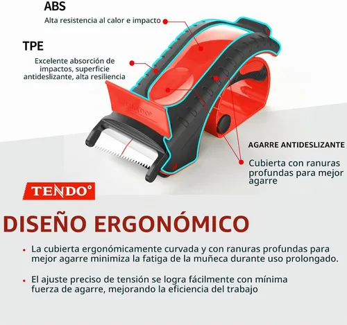 Vista 4 de Dispensador de cinta de embalaje resistente, pistola de cinta inteligente: TENDO° Essential Line - Dispensador ergonómico de cinta para cinta de 2