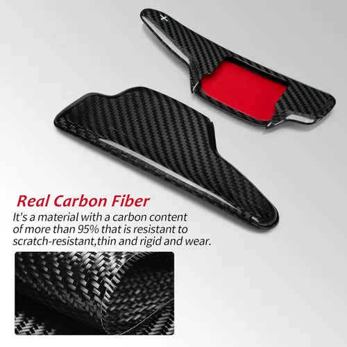 Vista 2 de Cubierta de palanca de cambios de fibra de carbono compatible con Corvette Negro