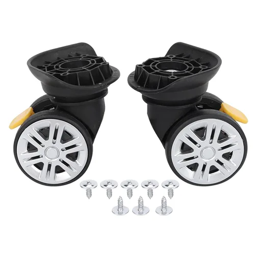 Vista 5 de 1 par universal mute equipaje maleta ruedas reemplazo con freno para maletas piezas