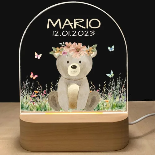 Vista 24 de Luz nocturna personalizada para bebés y niños, regalos personalizados con nombre, regalos de bautizo para niñas/niños, lámpara nocturna regulable