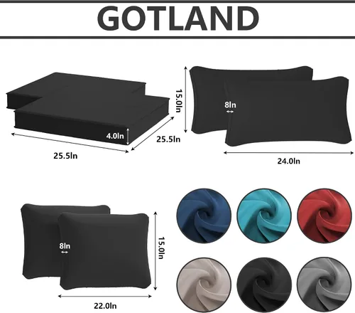 Vista 2 de Gotland Fundas de repuesto para cojines de patio, fundas de cojín para exteriores, funda impermeable para asiento de silla para sofá, muebles Negro