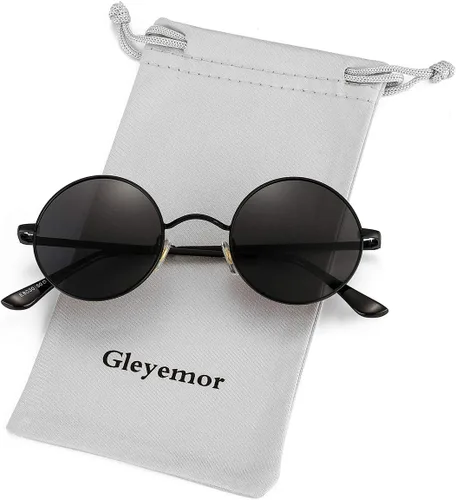 Vista 12 de Gleyemor Gafas de sol redondas polarizadas para hombres y mujeres, lentes 01 Oro/Rojo Claro