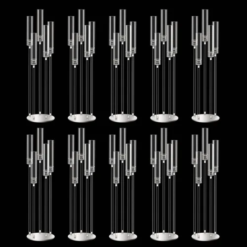 Vista 12 de Centros de mesa de candelabro negro de 35 pulgadas, 10 piezas, para mesas, 5 brazos, centros de mesa de boda para decoraciones