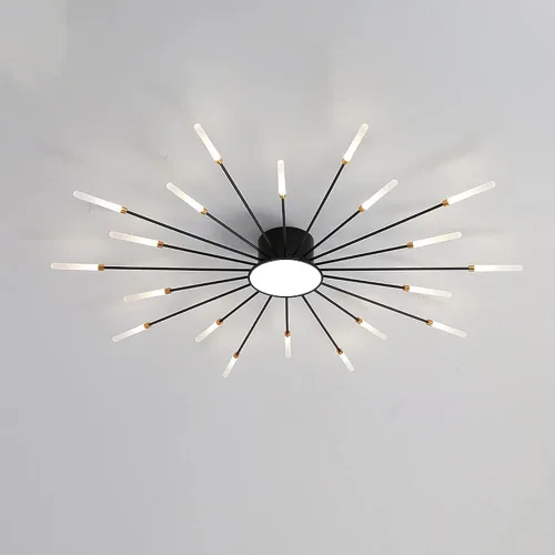Vista 17 de Lámpara de techo LED regulable de 32 pulgadas, 12 luces de techo, lámpara de techo empotrada, iluminación de interior dorada para sala de estar, 12