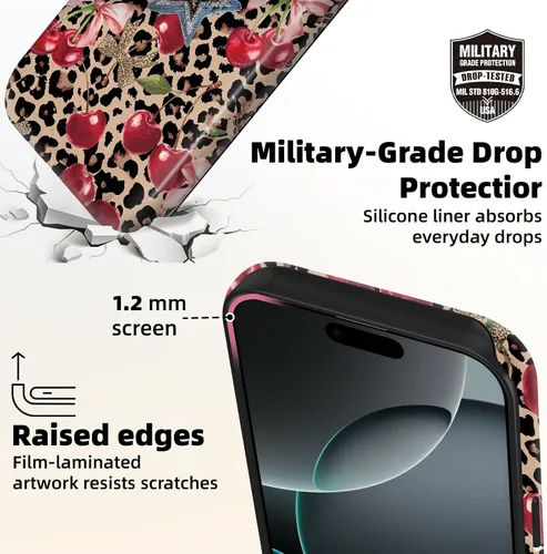 Vista 4 de Lumen - Funda para iPhone 16e / iPhone 17e, compatible con Magsafe, funda rígida con protección de cámara para mujeres y niñas, estampado