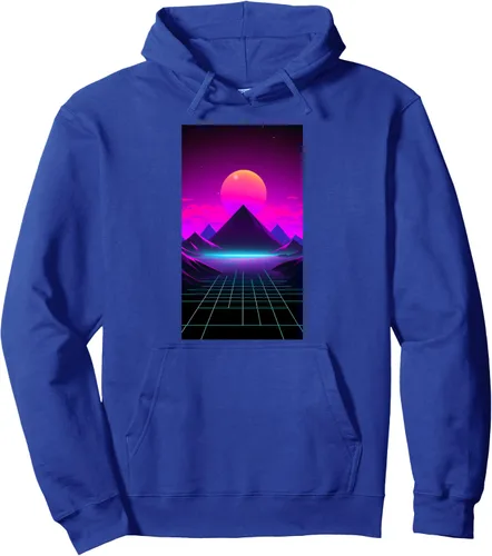 Vista 4 de 80s Retrowave Vaporwave Synthwave Pullover Hoodie Negro
