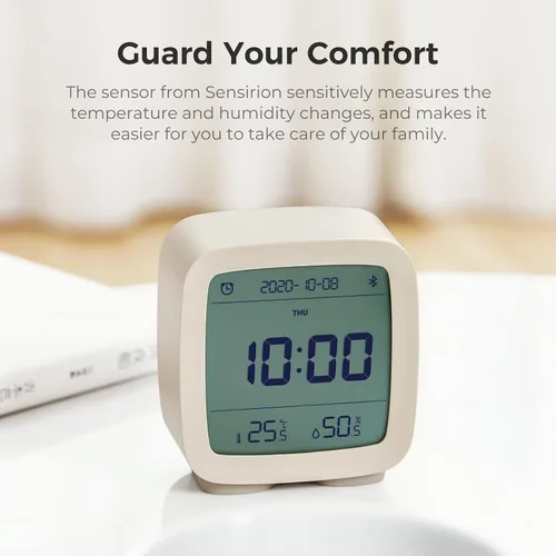 Vista 5 de qingping Reloj despertador digital Bluetooth inteligente con múltiples alarmas, funciona con pilas, pequeño reloj despertador con pantalla