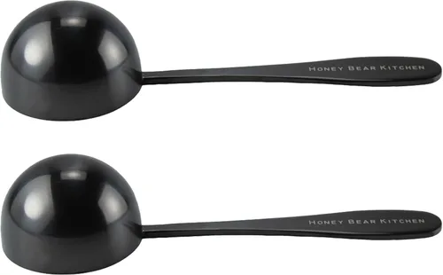 Vista 4 de Honey Bear Kitchen Cucharas medidoras de 1.0 fl oz, 2 cucharadas, acero inoxidable pulido negro, juego de 2