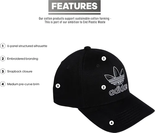 Vista 2 de adidas Originals Icon 20 - Gorra con cierre de presión para hombre NegroBlanco
