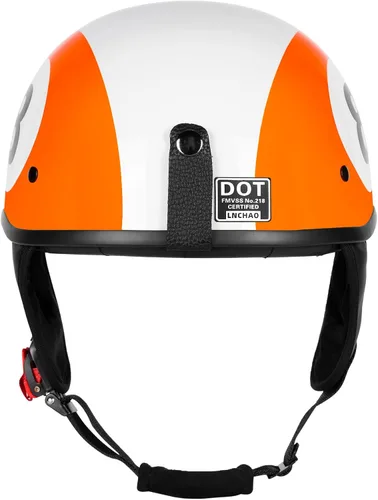 Vista 4 de Medio casco de motocicleta con visera para adultos y jóvenes, cascos retro aprobados por DOT para hombres y mujeres, compatibles con ciclomotor