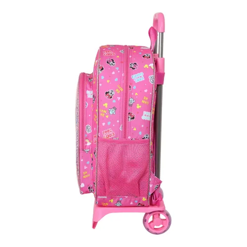 Vista 5 de Mochila Escolar con Ruedas Minnie Mouse Lucky Rosa 33 x 42 x 14 cm