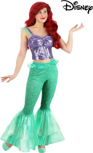 Vista 2 de Disfraz de Ariel de La Sirenita de Disney, traje de Halloween y cosplay para mujer adulta con camiseta y pantalones