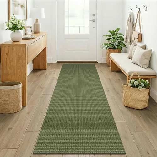 Vista 165 de KOZYFLY - Tapete para puerta de interior, lavable, pequeña, antideslizante, con respaldo de goma, felpudo de algodón para el hogar, color negro