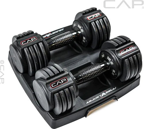 Vista 48 de CAP ADJUSTABELL - Juego de mancuernas ajustables de selección rápida de primera calidad para entrenamiento de fuerza, individuales y pares, 12.5