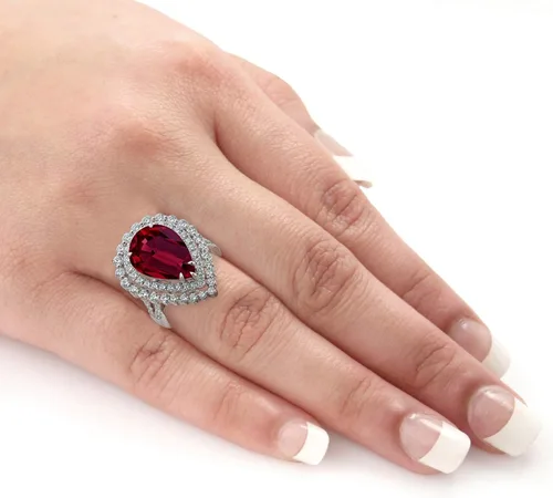 Vista 5 de Diamond Wish Anillo de compromiso de oro blanco de 18 quilates, rubí de 9 58 quilates y diamante TDW de 1 58 quilates, tamaño 4.5-9
