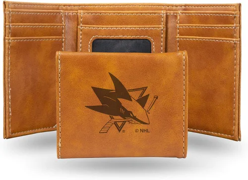Vista 15 de NHL Rico Industries - Billetera triple grabada con láser y tres pliegues, accesorio para hombre
