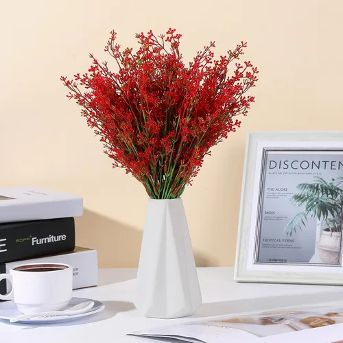 Vista 3 de 30 paquetes de flores artificiales de Navidad con aliento de bebé Rojo